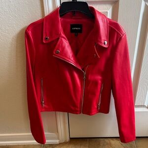 Express Women's Bold Red Leather Jacket
